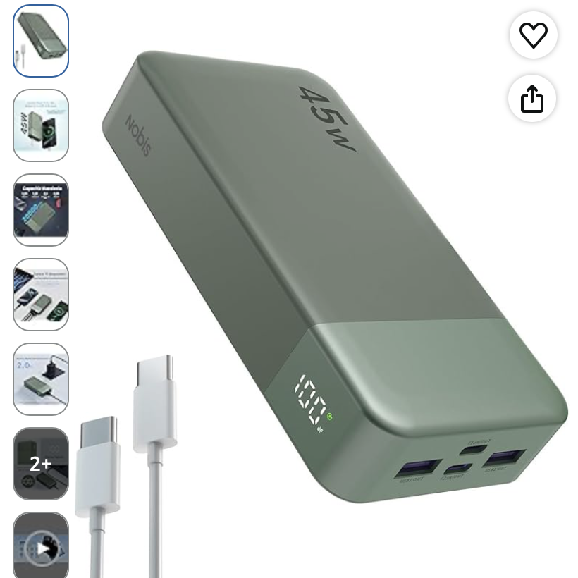 NOBIS Power Bank 20000mAh Powerbank 45 W Fast Charging