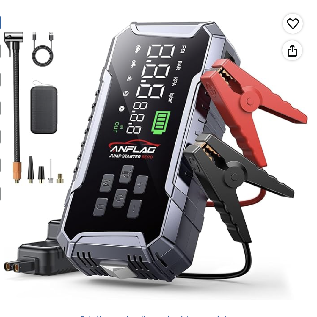 Booster Avviamento Auto 8000A, ANFLAG Avviatore Batteria Auto con Compressore